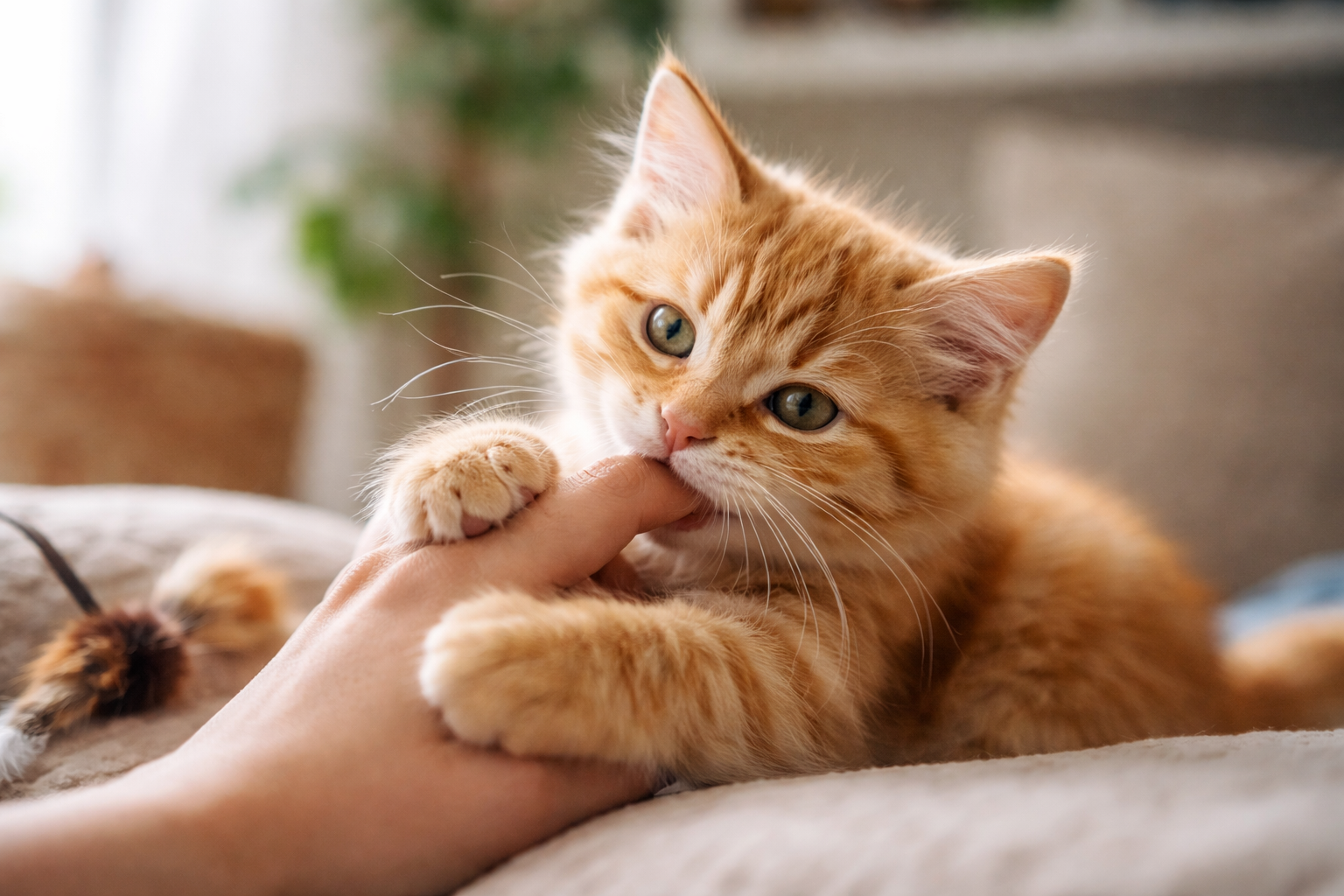 猫の噛み癖は、しつけで落ち着くことが多いんですね