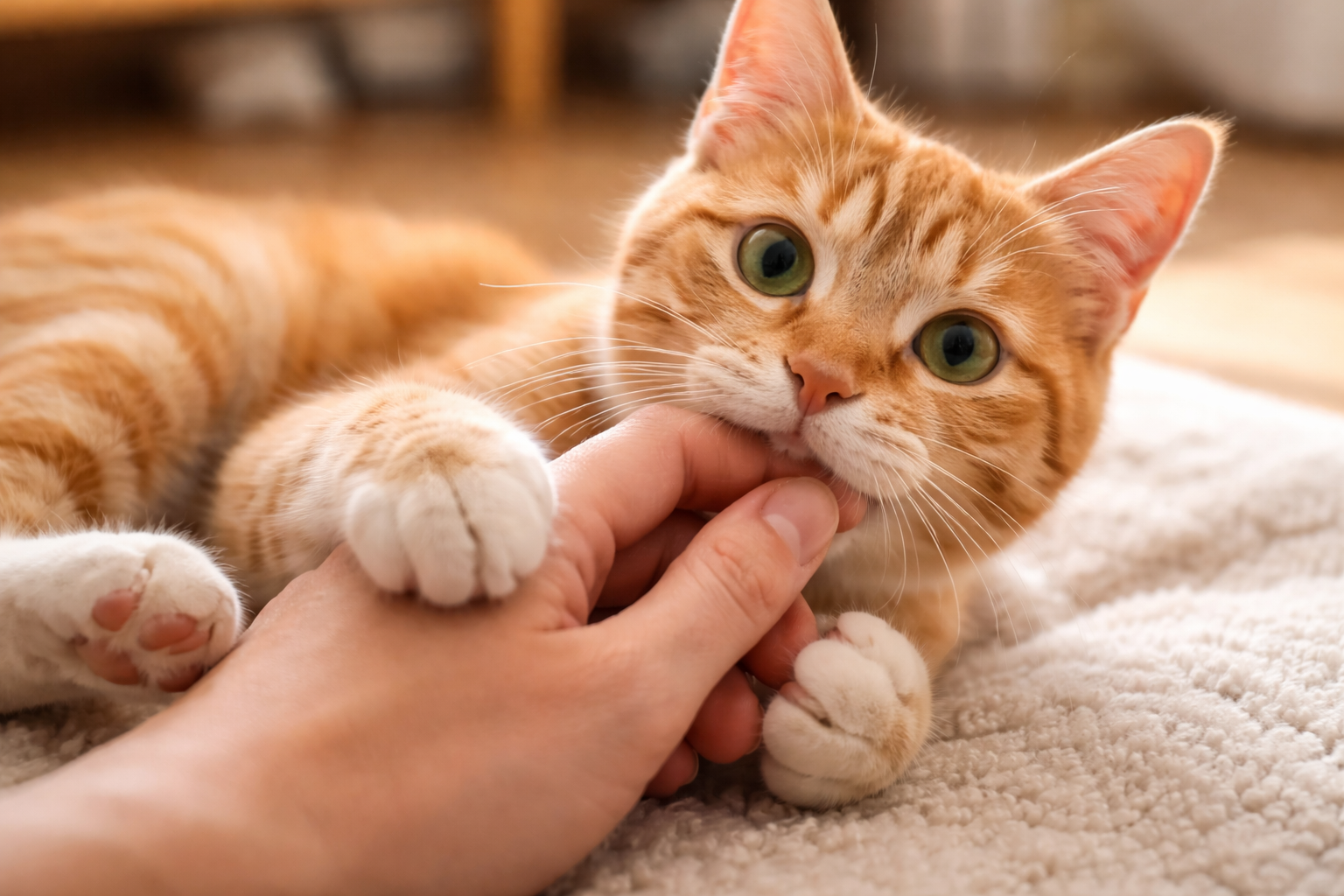 猫が手を噛む理由は、遊び・気持ち・体のサインが混ざっているんですね