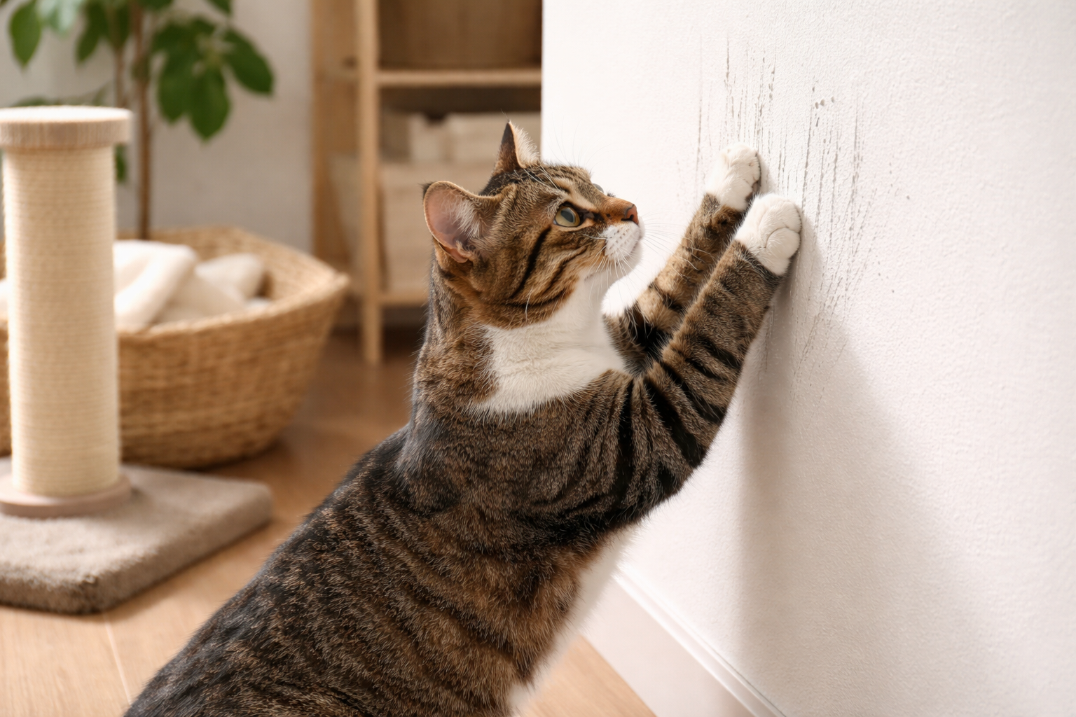 猫が壁で爪とぎする理由は?しつけと環境改善のポイントを知ると見えてくること