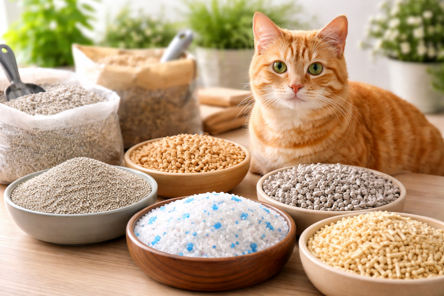 猫砂の種類は主に5〜6タイプ。特徴を知ると選びやすいですよね