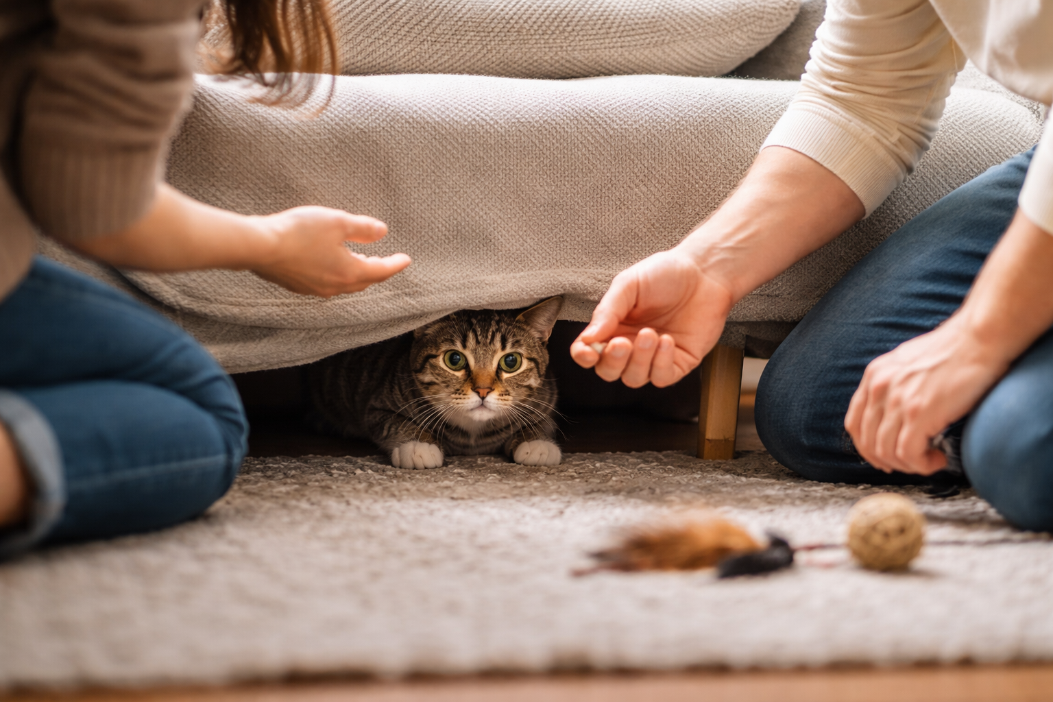 猫が来客時に隠れるのは「直す」より「慣れやすくする」が近道なんですね