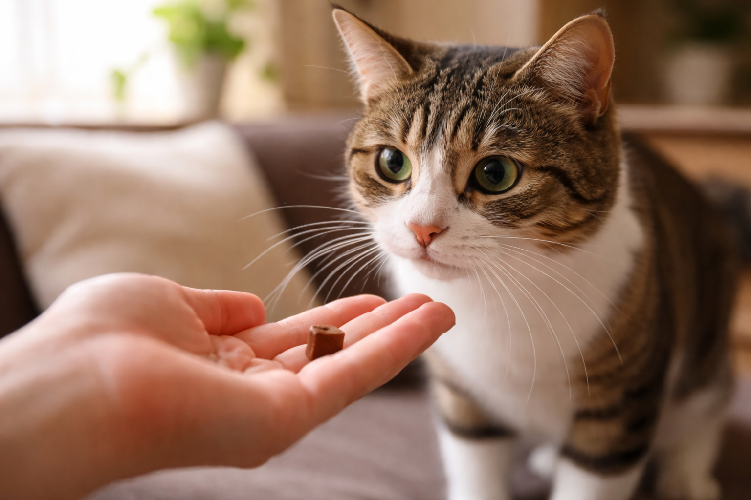 猫さんが手からおやつを食べないのは「怖い」が勝っているだけかもしれません