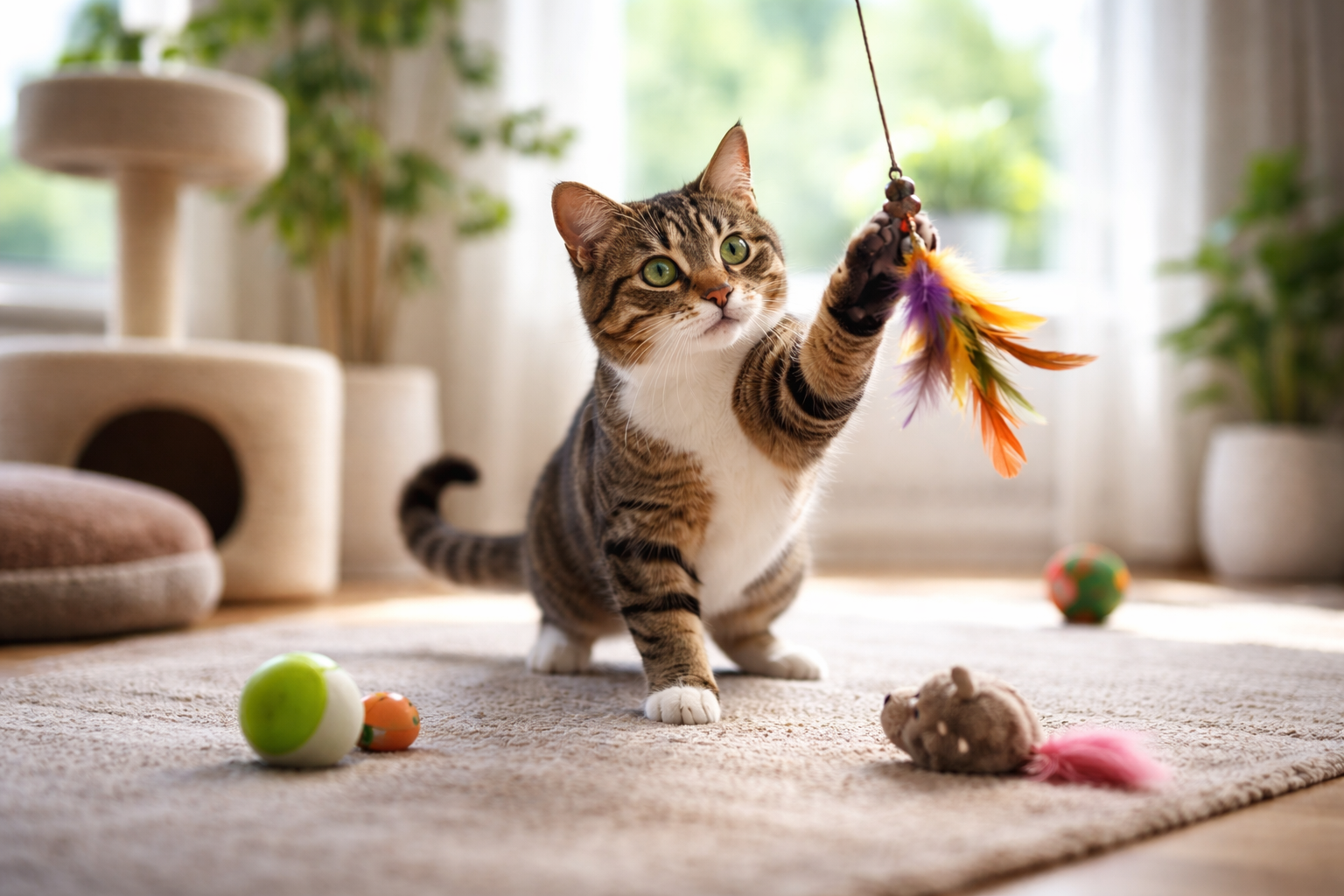 室内飼いの猫さんの運動量は「1日15〜30分」が目安とされています